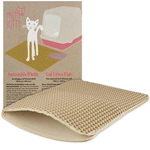 Pretty Kitty Katzenklo Matte Beige: Katzenmatte 30x40cm für Sauberkeit Mit Katzenstreu - Katzentoilette Vorleger von Pretty Kitty