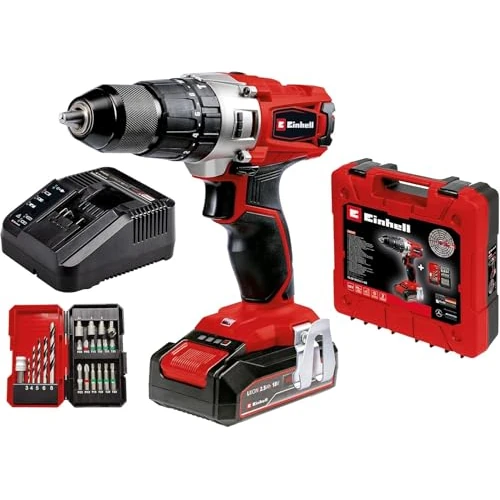 Oferta limitowana: Einhell Akumulatorowa wiertarko-wkrętarka z udarem TE-CD 18/2 Li +22 (1x2,5Ah) Power X-Change (Li-Ion, 18V, 44Nm, 2-bieg. przek., aku. 2,5Ah, szybka ładowarka i 22-cz. skrzynka na bity i kuferek) z 573.50 zł na 573.50 zł (oszczędź 0.00%