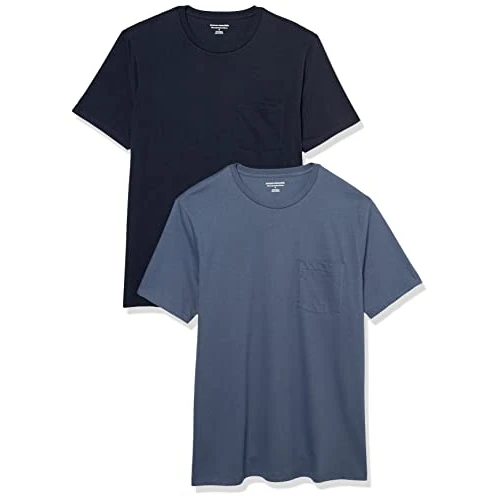 Oferta limitada: Amazon Essentials Camiseta con Bolsillo de Cuello a la Caja y Manga Corta Hombre, Pack de 2, Azul Marino/Azul Oscuro, XS de 8.94 € a 8.94 € (ahorro 0.00%)