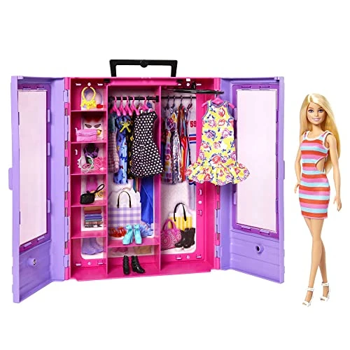 Limited-time offer: Barbie Fashionistas Ultimate Closet and Doll, One Blonde with 3 Barbie Outfits, 6 Hangers and 15 Accessories, Toys for Ages 3 and Up, One Doll and One Closet, HJL66 from 35.46 £ to 32.24 £ (save 9%)