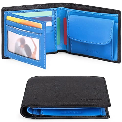 Offerta a tempo: SENDEFN Portafoglio Uomo Bifold Vera Pelle, 10 Porta Carte di Credito Blocco RFID Portafoglio per Uomo con Tasca Portamonete, 2 Scomparti Banconote - 0.00% da 24.99 € a 24.99 €