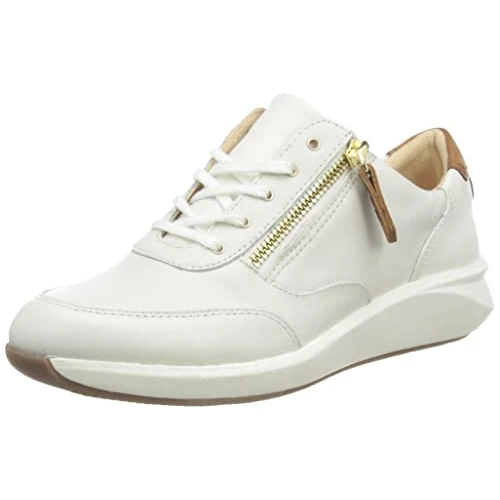 Offerta a tempo: Clarks Women's Un Rio Zip Sneaker, Pelle Bianca. — 17% da 69,95 € a 58,06 €
