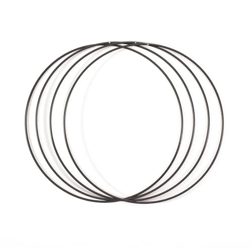 Vaessen Creative Metal Set for Crafts, 4 Pieces, Black, 30 cm or 11.8 in Diameter, 3 mm Thick, Dream Catcher Hoop, Wreath Ring for Macrame Wall Hanging, Crochet, Boho Décor or Wedding Decorations
