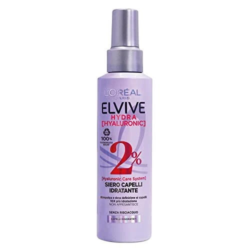 Offerta a tempo: L'Oréal Paris Elvive Siero Spray per Capelli Hydra Hyaluronic, Con 2% di Hyaluronic Care System, Senza Risciacquo, 150 ml - 37% da 8.49 € a 5.31 €