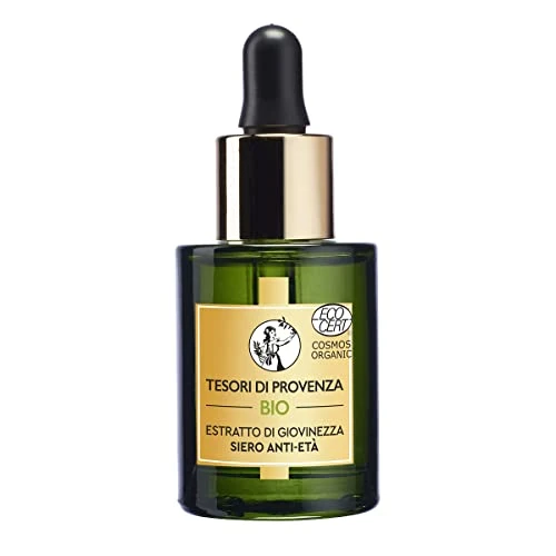 Tesori di Provenza Ekstrakt z serum dla młodzieży, przeciw starzeniu się i regeneracji, do regeneracji potrzebującej skóry, z kwasem hialuronowym i oliwą i miąższem z oliwek, 30 ml
