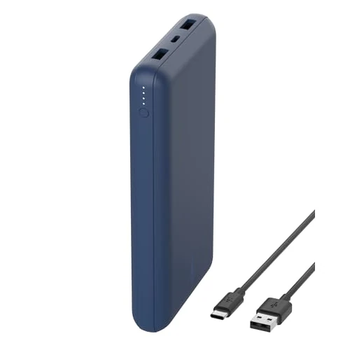 Limited-time offer: Belkin USB C Portable Charger 20000mAh, 20K Power Bank with USB Type C Input Output Port and 2 USB A Ports with Included USB C to A Cable for iPhone, Galaxy, Pixel, iPad, AirPods and More – Blue from 34.99 GBP to 27.99 GBP (save 20%)