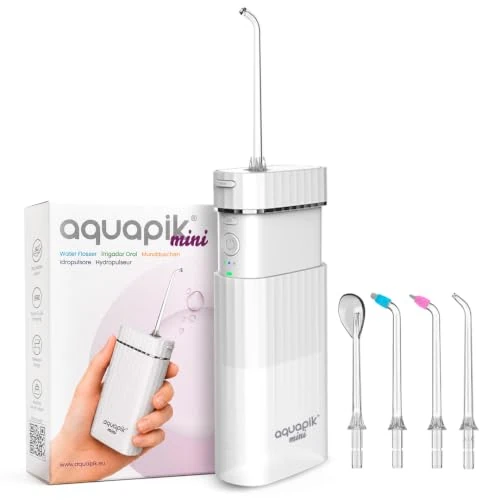 Offerta a tempo: Aquapik® Mini Idropulsore Dentale Portatile 140 ml, Irrigatore Orale Senza Fili con Serbatoio Retrattile, Ricaricabile USB-C, 3 Livelli di Intensità, per Pulizia Orale Profonda - 0.00% da 27.90 € a 27.90 €