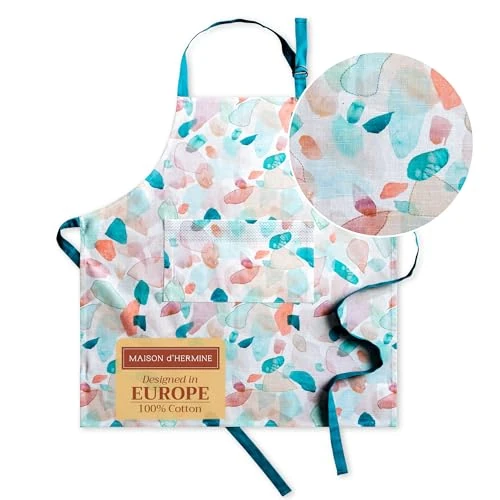 Offerta a tempo: Maison d' Hermine Summer Picnic Grembiule in 100% cotone estivo con collo regolabile e tasca centrale nascosta, (70cm x 85cm) - 20% da 25.99 € a 20.79 €