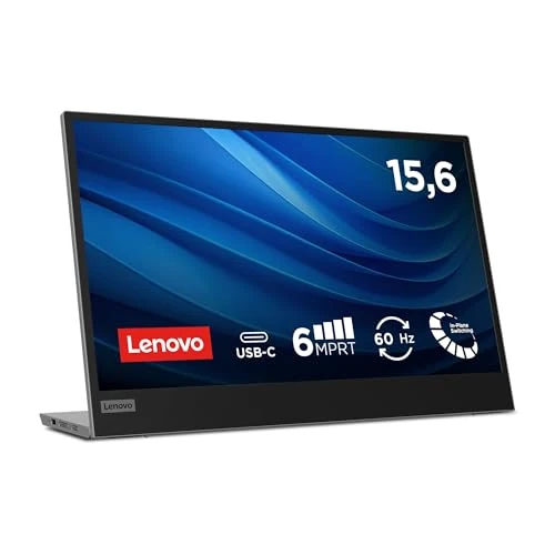 Offerta a tempo: Lenovo L15 Monitor Portatile, Display 15.6" FullHD IPS, 1920x1080, 60 Hz, 6 ms, Input 2xUSB-C, Cavo USB-C a USB-C, Regolabile in inclinazione, Grigio - 15% da 199.00 € a 169.00 €