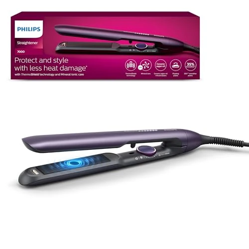 Philips 7000 Series Hair Straightener with ThermoShield Technology, Black [Model BHS732/00]