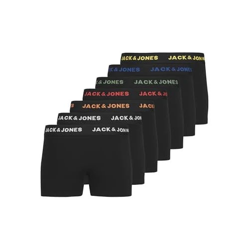 JACK & JONES Jacbasic Trunks 7 Pack Noos Jnr Garçon Trunks, Noir - Blanc - Jaune - Orange - Rouge - Vert - Bleu, 140
