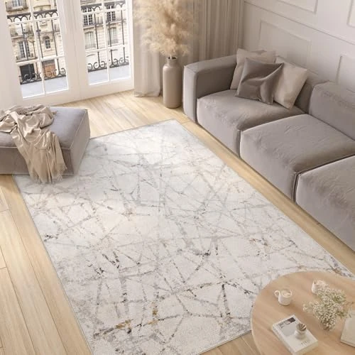 Offerta a tempo: TAPISO Valley Tappeto Soggiorno Pelo Corto Design Moderno Motivo Astratto Geometrico Linee Sfumato Tonalità Crema Beige Salotto Camera Sala Ragazzi Ufficio Oeko-Tex 80 x 150 cm - 50% da 54.99 € a 27.50 €