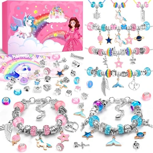 INOMO Unicornio Kit Pulseras DIY Ideas Regalo Originales para Niña 5-12 Años, Joyas Chica 6 7 8 9 10 Años Femenino, para Navidad, Cumpleaños