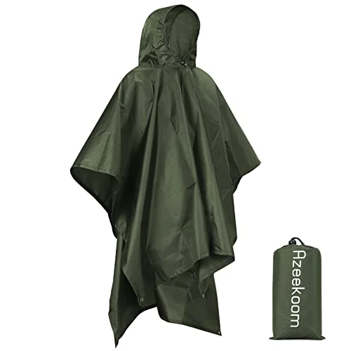 Zeitlich begrenztes Angebot: Azeekoom Regenponcho, Regencape Leichter Wasserdichter, Mehrzweck Regenmantel mit Kapuze Ideal für Freien Camping Wandern, Regenjacke Damen Herren (Grün) von 14.99 € auf 14.99 € (0.00% Rabatt)