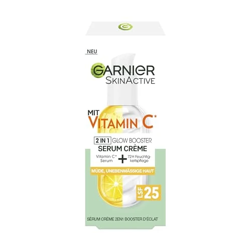 Offerta a tempo: Garnier Crema sierica contro la pelle stanca e le macchie scure, cura del giorno 2 in 1 per un maggiore bagliore e una carnagione uniforme, con vitamina C, Skin Active, 50 ml - 28% da 15.04 € a 10.76 €