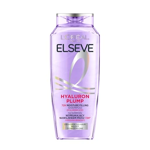 L'Oréal Paris Champú hidratante Elvital para cabello brillante y saludable, con ácido hialurónico para un impulso hidratante, Hydra Hyaluronic, 400 ml