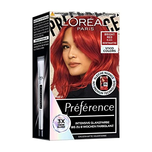 Offerta a tempo: L'Oréal Paris Colori intensi e duraturi per capelli, fino a 8 settimane, capelli lucidi e colori intensi, Préférence Vivid Colors, colore: 8.624 BRIGHT RED - 0.00% da 14.23 € a 14.23 €
