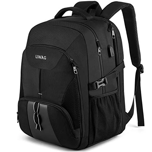 Offerta a tempo: Zaino Uomo 18.4 Pollici Grande 55L Impermeabile Porta PC Lavoro Antifurto Zaino Laptop Computer Notebook Borse con Caricatore USB per Viaggio Ufficio Scuola Regalo - Nero - 41% da 58.99 € a 34.68 €