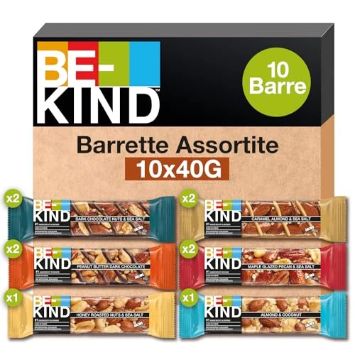 BE-KIND Barrita, paquete mixto en 6 sabores diferentes, Snack sin gluten, 1 paquete x 10 barras de 40 g