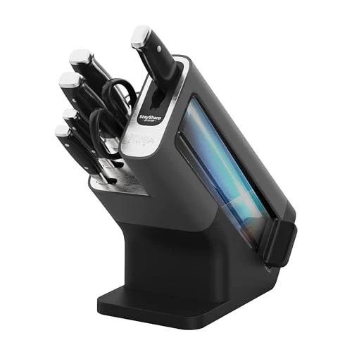 Ninja Foodi StaySharp Knife Block with Integrated Sharpener; Knife Block with 5 Different Knives and 1 Scissors, Sharp 6-Piece Knife Set, Stainless Steel K32006EU