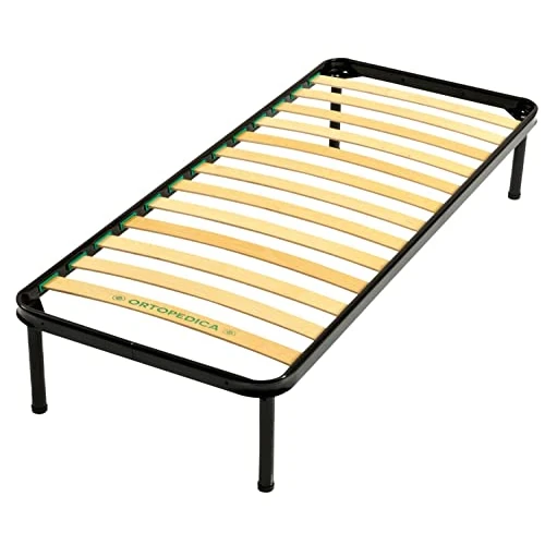 Leonardo - Lattenbodem eenpersoonsbed 80 cm x 190 cm - latten van meerlaags hout met stalen frame - orthopedisch product.