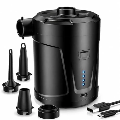 Oferta limitada: Bomba de Aire Eléctrica, 5200 mAh Batería Recargable, para Piscina Infantil, Mini Bomba de Aire Eléctrica con 3 Boquillas de Aire, Inflador Rápido para Bote Inflable/Colchón de Aire de 26.99 € a 22.99 € (ahorro 15%)