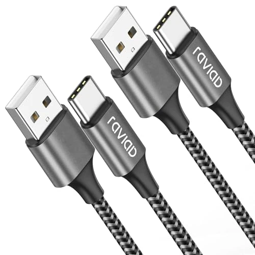 RAVIAD Cable USB C Carga Rapida 3M 2Pack, [QC3.0 y 3,1A] Cable USB A USB C Cargador USB Tipo C Nylon Cable iPhone 16 con iPhone 17 16 15 Pro Max, Galaxy S25 S24 S23 A53, MacBook, Pad, Pixel 8 9