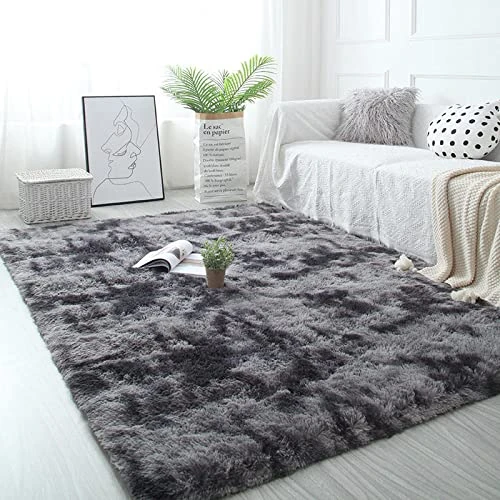 Offerta a tempo: Pauwer Tappeti peluche Shaggy Area Tappeti morbidi come la seta Tappeti moderni soffici e morbidi per interni (Grigio Scuro, 120 x 160 cm) - 0.00% da 13.59 € a 13.59 €