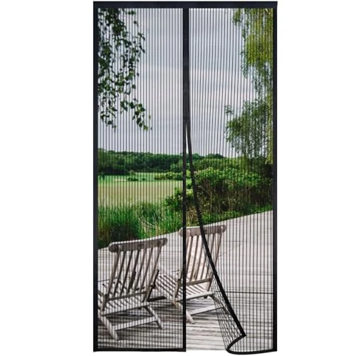 Risareyi Magnetic Fly Screens for Doors 175x245cm, Black Mesh Mosquito Net for Patio Door Fly Screen Curtain Closes Automatically Anti-Mosquito Bugs Insects for Reinforced