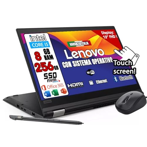 Offerta a tempo: Lenovo ThinkPad Yoga x390 TouchScreen Pieghevole Full HD Intel Core i5-8th 256GB SSD 8GB RAM DDR4 Windows 11 Pro con mouse e penna stilo in omaggio! (ricondizionato) - 5% da 284.05 € a 269.85 €