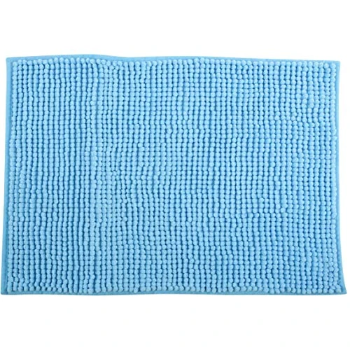 MSV Dywanik łazienkowy, dywanik prysznicowy, szenilowy, wysokie runo, mata łazienkowa, 50 x 80 cm, pastelowy niebieski