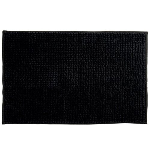 Offerta a tempo: MSV - Tappetino da bagno in microfibra di ciniglia - Pelo lungo, antiscivolo - Comodo anello per appenderlo - Comfort e igiene ottimizzati - Nero - Singolo - 50x80 cm - 0.00% da 20.95 € a 20.95 €