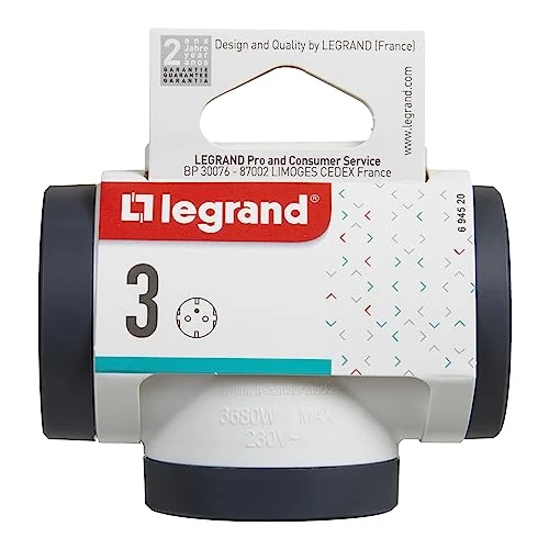 Offre limitée : Bloc multiprise Legrand 694520/3 prises de courant/blanc/noir de 9.78 € à 6.53 € (33% de remise)