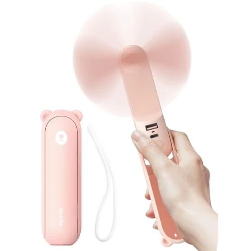 Offerta a tempo: JISULIFE Ventilatore portatile con Powerbank da 4500 mAh,autonomia massima di 46 ore,ventola tascabile alimentata a batteria,ventola personale pieghevole alimentata tramite USB,3 velocità-Rosa - 23% da 22.99 € a 17.63 €