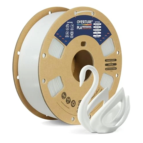 OVERTURE PLA+ 3D Printer Filament 1.75mm, Professional PLA Tenacity, PLA Plus Filament 1kg (2.2lbs), Dimensional Accuracy +/- 0.03mm (White)