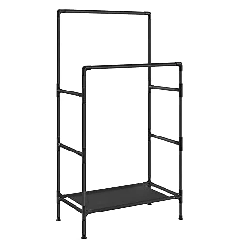 Offerta a tempo: SONGMICS Stand Appendiabiti, Appendiabiti da Terra in Metallo con 2 Barre, Ripiano Portaoggetti, Max Portata 55 kg, Montaggio Facile, Nero RDR001B02 - 0.00% da 38.99 € a 38.99 €