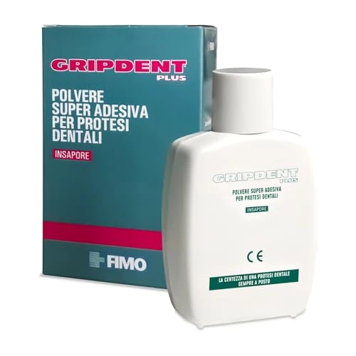 Offerta a tempo: Gripdent Plus - Polvere Super Adesiva per Dentiere e Protesi Dentali - Non Crea Irritazioni, Fissaggio Molto Semplice - 28% da 9.09 € a 6.50 €