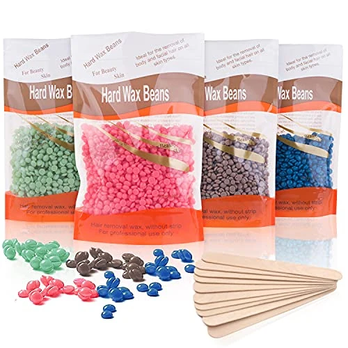 Offerta a tempo: Perle di Cera Dura Depilatoria a Caldo Professionale, Brasiliana per Uomo e Donna a Bassa Temperatura, Depilazione Indolore per Sopracciglia, Gambe, Viso e Tutto il Corpo, 4 X 110g - 0.00% da 11.99 € a 11.99 €