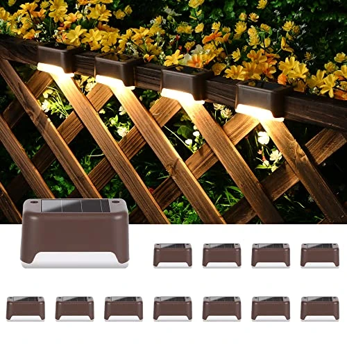 Begrenztes Angebot: Solpex Solarleuchten für außen, 12 Stück Braun Solarleuchte Garten, Treppenlicht, wasserdicht, LED Beleuchtung für Außentreppe, Stufen, Zaun, Hof, Terrasse, Dachrinne, Weg, Dekoration, (Warmweiß) von 23.06 EUR auf 14.99 EUR (Rabatt 35%)