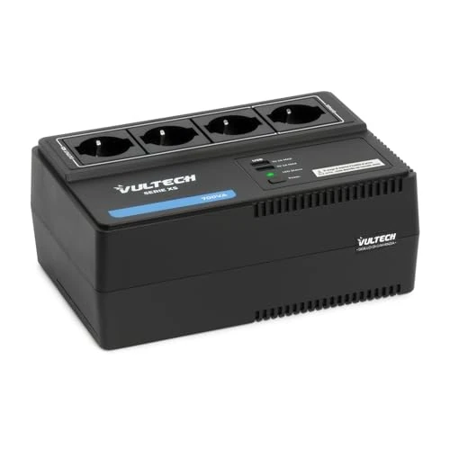 Oferta limitada: VulTech UPS700VA-XS Regleta UPS 700VA/390WA, Fuente de alimentación ininterrumpida, tecnología interactiva en línea, protección AVR para PC y módem, 4 Salidas Shuko, 2 Cargadores USB para teléfonos de 124.88 € a 124.88 € (ahorro 0.00%)