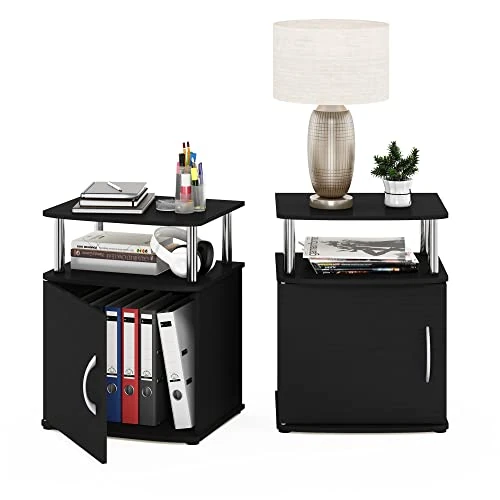 Offerta a tempo: Furinno Jaya Tavolino dal Design Pratico, Legno ingegnerizzato, Americano/Acciaio Inossidabile, Set di Due, 2 unità - 18% da 109.99 € a 89.85 €