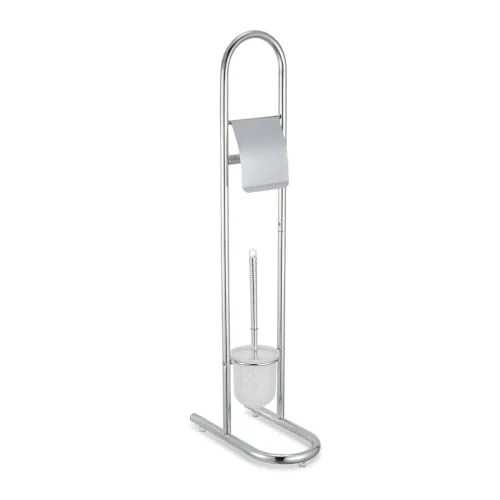 Offerta a tempo: BM Piantana WC con Portarotolo e Portascopino, Struttura in Acciaio Cromato, 30x16x78.5cm, Supporto da Terra Elegante e Stabile per Bagno Moderno - 0.00% da 18.85 € a 18.85 €