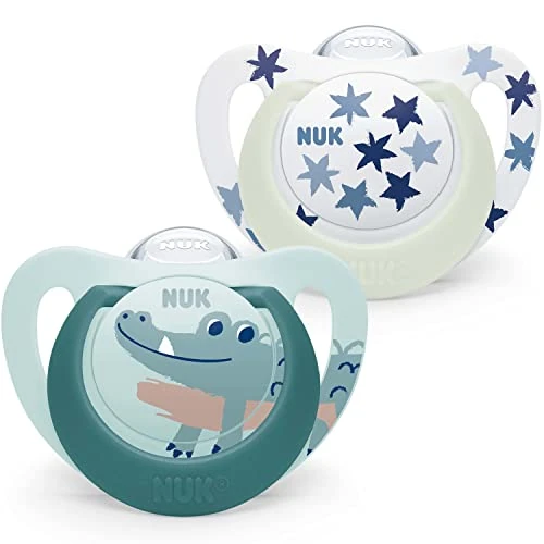 Offre limitée : NUK Star Lot de 2 tétines pour bébé de 18 à 36 mois, jour et nuit, en silicone sans BPA, crocodile vert de 13.88 EUR à 13.88 EUR (remise 0%)