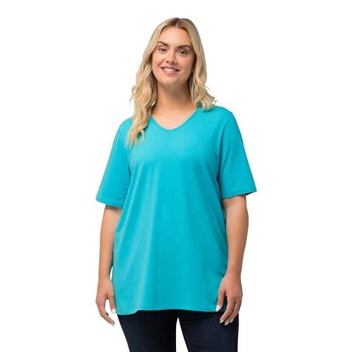 Oferta limitada: Ulla Popken Camiseta Corta, línea A, Cuello en V, Media Manga, Theodore River, 44-46 para Mujer de 25.99 € a 25.99 € (ahorro 0.00%)