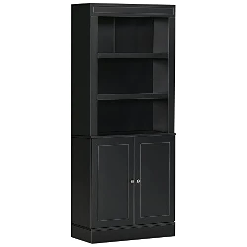 Offerta a tempo: HOMCOM Credenza Cucina in Legno con Ripiani e Armadietto 2 Ante con Mensole Regolabili, per Salotto e Soggiorno, Nero - 12% da 114.95 € a 101.11 €