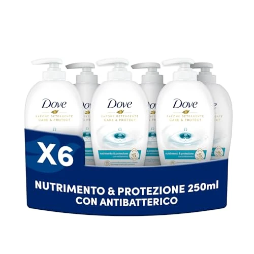Offerta a tempo: Dove, Sapone Liquido Mani Nutrimento e Protezione, Sapone Detergente Mani Idratante, Rimuove con Efficacia Sporco e Batteri, con +5 Agenti Idratanti, Formula 99% Biodegradabile, 6 pezzi da 250ml - 0.00% da 13.13 € a 13.13 €