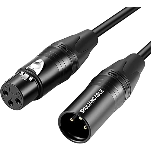 SHULIANCABLE Cable XLR Macho a Hembra, Cable para micrófono Compatible con Micrófono, Mezclador, Altavoz, Amplificador, Grabador de Estudio (5M)