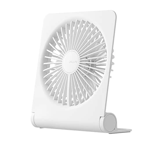 Offerta a tempo: JISULIFE Piccolo ventilatore da scrivania, portatile ventilatore USB ricaricabile 4500 mAh, batteria 160° pieghevole vento forte ultra silenzioso a 4 velocità per ufficio casa campeggio - bianco - 37% da 29.99 € a 18.99 €