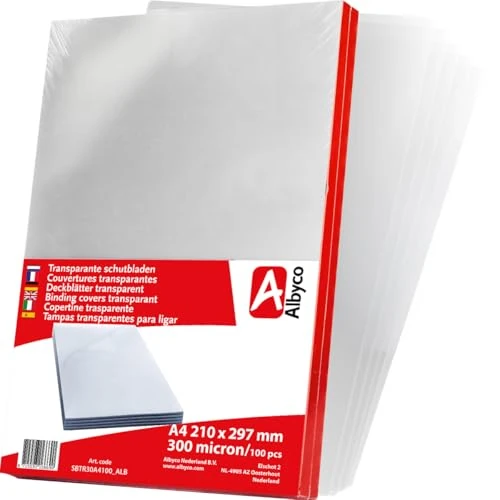 Offerta a tempo: Copertine per Rilegatura Trasparenti Albyco, Lucide, Formato A4, 0,30 mm, per 100 Pezzi, Copertine PVC - 0.00% da 11.77 € a 11.77 €