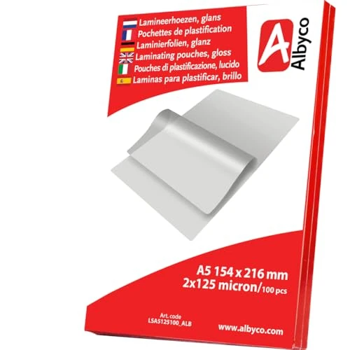 Offerta a tempo: 100x Plastificatrici Albyco A5 2x125 Mic | Protezione Brillante e Pro - 0.00% da 7.25 € a 7.25 €